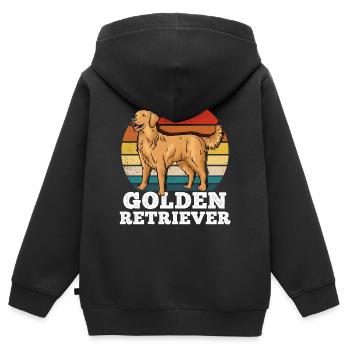 Golden retriever - Sweat Premium à capuche zippé enfant bio - noir - Dos - AI Model Kid Male (0cm)