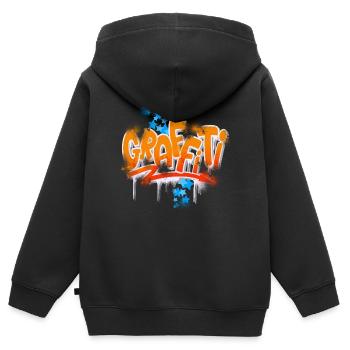 graffiti - Sweat Premium à capuche zippé enfant bio - noir - Dos - AI Model Kid Male (0cm)