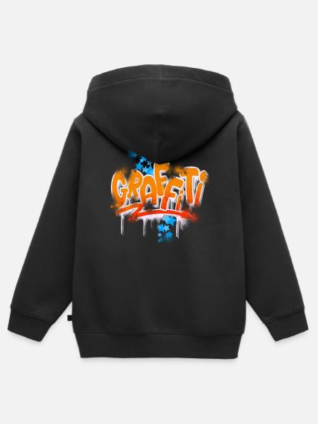 Graffiti - Kinder Premium Organic Zip Hoodie - Schwarz