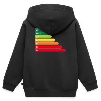 Label énergétique SF - Sweat Premium à capuche zippé enfant bio - noir - Dos - AI Model Kid Male (0cm)