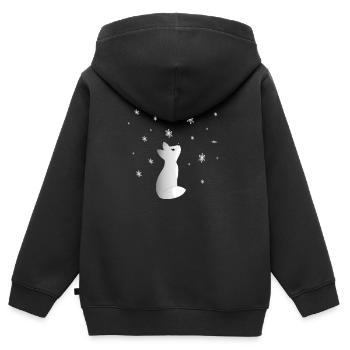 A Cute Snow Fox Watching Snowflakes Beautiful - Kids Premium Organic Zip-up Hoodie - black - Back - AI Model Kid Male (0cm)