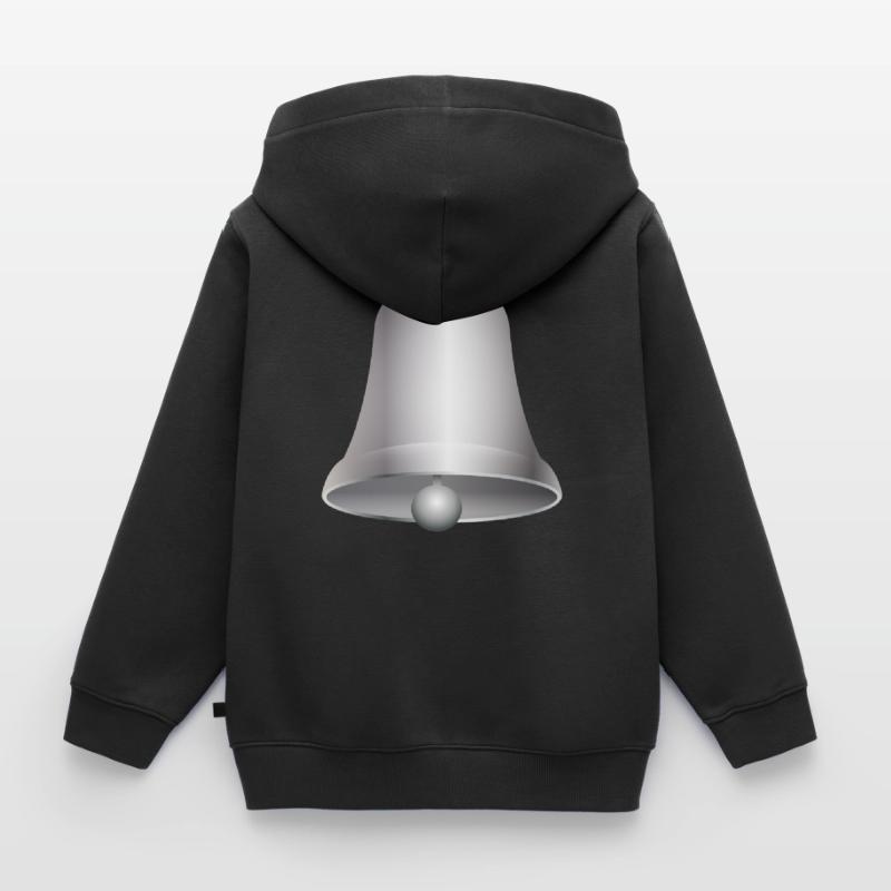 große silberfarbene Kirchen Glocke oder Glöckchen Kinder Premium Organic Zip Hoodie