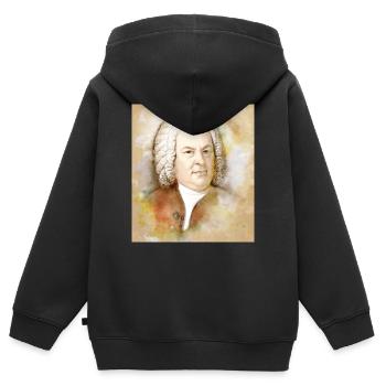 Johann Sebastian Bach im Aquarell Stil - Kinder Premium Organic Zip Hoodie - Schwarz - Hinten - AI Model Kid Male (0cm)