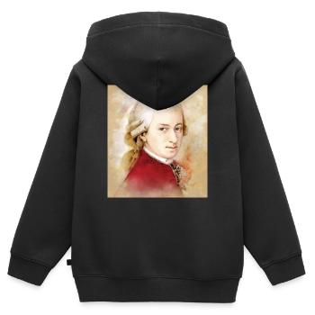 Wolfgang Amadeus Mozart im Aquarell Stil - Kinder Premium Organic Zip Hoodie - Schwarz - Hinten - AI Model Kid Male (0cm)