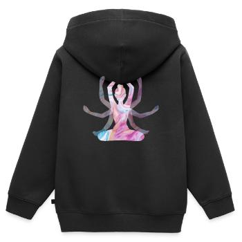 Spirituelles Yoga-Mädchen - Kinder Premium Organic Zip Hoodie - Schwarz - Hinten - AI Model Kid Male (0cm)