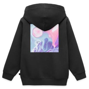 conception de texture colorée de tapis de souris - Sweat Premium à capuche zippé enfant bio - noir - Dos - AI Model Kid Male (0cm)