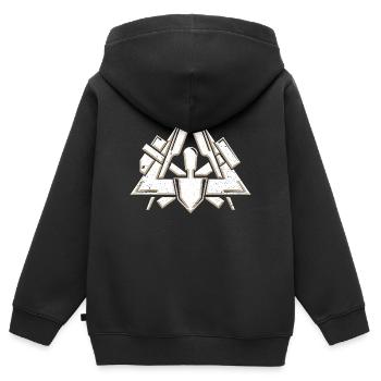 Symbole de la guilde des maçons dans un look grunge 3d cool - Sweat Premium à capuche zippé enfant bio - noir - Dos - AI Model Kid Male (0cm)