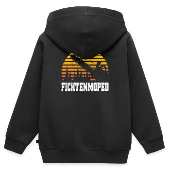 Holzfäller Fichten Kettensäge Moped Förster Spruch - Kinder Premium Organic Zip Hoodie - Schwarz - Hinten - AI Model Kid Male (0cm)