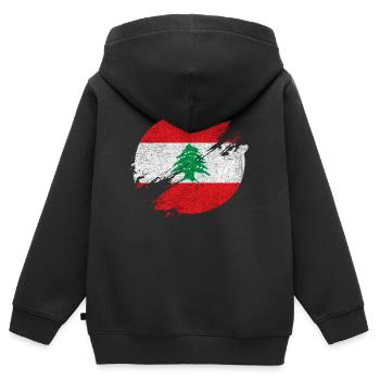 Liban Vintage Cercle / Idée cadeau - Sweat Premium à capuche zippé enfant bio - noir - Dos - AI Model Kid Male (0cm)
