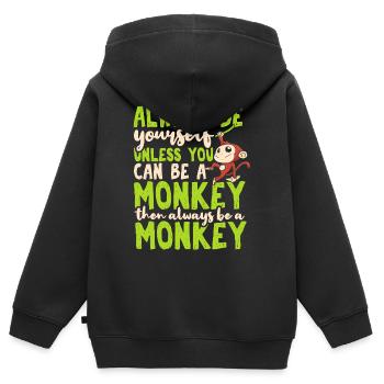 Affe - Kinder Premium Organic Zip Hoodie - Schwarz - Hinten - AI Model Kid Male (0cm)