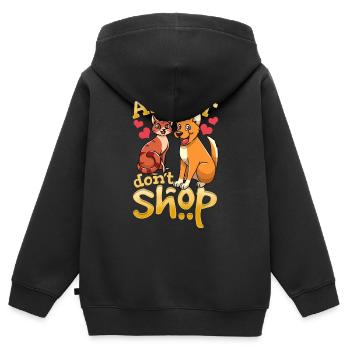 Adopter un chien Adoption Cat Adoption - Sweat Premium à capuche zippé enfant bio - noir - Dos - AI Model Kid Male (0cm)
