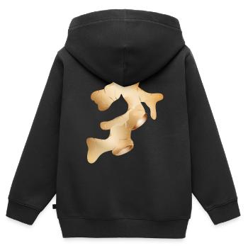 beau tubercule de gingembre frais brillant - Sweat Premium à capuche zippé enfant bio - noir - Dos - AI Model Kid Male (0cm)