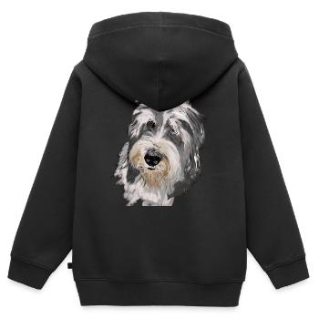 Collie barbu - Sweat Premium à capuche zippé enfant bio - noir - Dos - AI Model Kid Male (0cm)