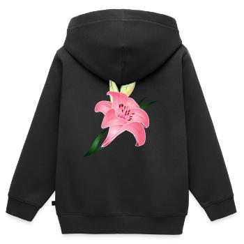 pink lily bloom with two buds - Kids Premium Organic Zip-up Hoodie - black - Back - AI Model Kid Male (0cm)