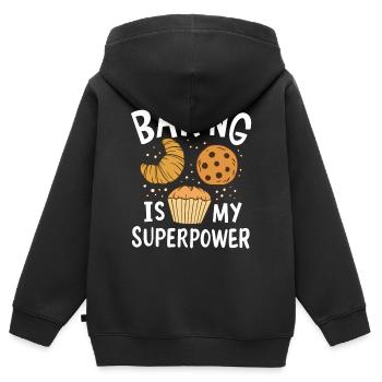 Backen Bäcker - Kinder Premium Organic Zip Hoodie - Schwarz - Hinten - AI Model Kid Male (0cm)