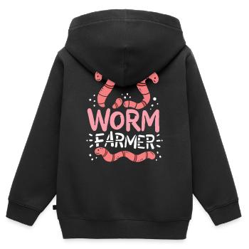 Wurmbauer Würmer - Kinder Premium Organic Zip Hoodie - Schwarz - Hinten - AI Model Kid Male (0cm)