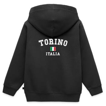 Turin Torino Italien - Kinder Premium Organic Zip Hoodie - Schwarz - Hinten - AI Model Kid Male (0cm)