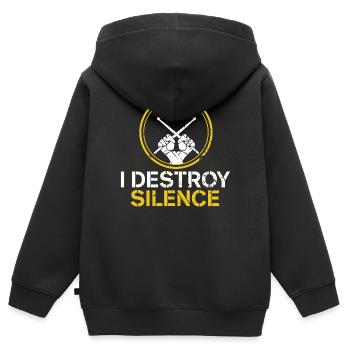 Percussion batteur Drumsticks Percussion - Sweat Premium à capuche zippé enfant bio - noir - Dos - AI Model Kid Male (0cm)