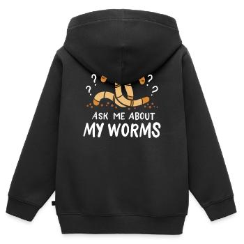 Würmer Wurmbauer - Kinder Premium Organic Zip Hoodie - Schwarz - Hinten - AI Model Kid Male (0cm)