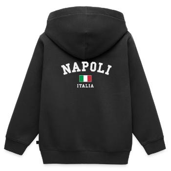 Naples Italie - Sweat Premium à capuche zippé enfant bio - noir - Dos - AI Model Kid Male (0cm)