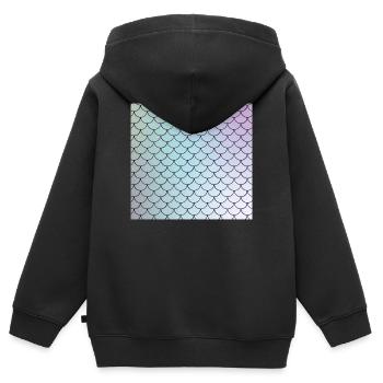 Motif d’écailles de poisson aquarelle - Sweat Premium à capuche zippé enfant bio - noir - Dos - AI Model Kid Male (0cm)