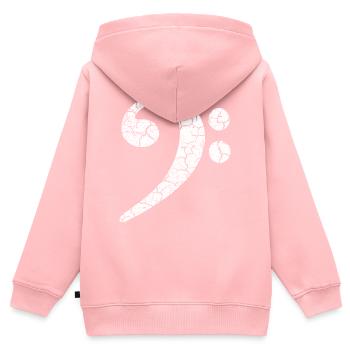 Clé de fa avec un effet grunge cool dans un look usé - Sweat Premium à capuche zippé enfant bio - rose - Dos - AI Model Kid Female (0cm)