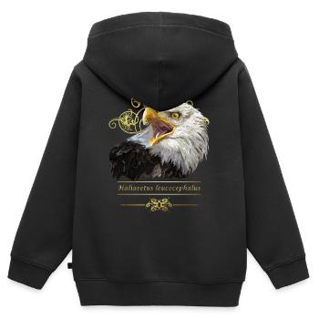 Weißkopfseeadler - Kinder Premium Organic Zip Hoodie - Schwarz - Hinten - AI Model Kid Male (0cm)