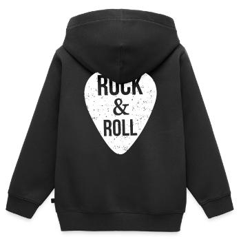 Rock and Roll, Gitarrenpickel - Kinder Premium Organic Zip Hoodie - Schwarz - Hinten - AI Model Kid Male (0cm)