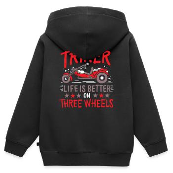 Triker Trike Dreirad - Kinder Premium Organic Zip Hoodie - Schwarz - Hinten - AI Model Kid Male (0cm)