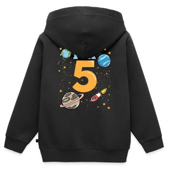 Espace 5ème anniversaire - Sweat Premium à capuche zippé enfant bio - noir - Dos - AI Model Kid Male (0cm)