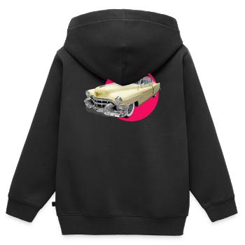 youngtimer auto liebe cadi chevy retro car oldtime - Kinder Premium Organic Zip Hoodie - Schwarz - Hinten - AI Model Kid Male (0cm)