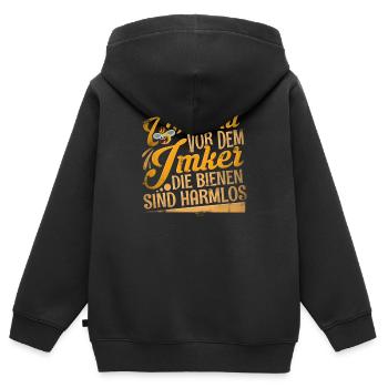 Imker - Kinder Premium Organic Zip Hoodie - Schwarz - Hinten - AI Model Kid Male (0cm)