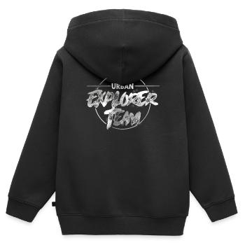 Équipe Urban Explorer - Sweat Premium à capuche zippé enfant bio - noir - Dos - AI Model Kid Male (0cm)