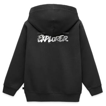 Explorateur urbain - Sweat Premium à capuche zippé enfant bio - noir - Dos - AI Model Kid Male (0cm)