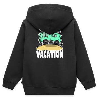 Auszeit Urlaub Reisen Verreisen Camping Reisen - Kinder Premium Organic Zip Hoodie - Schwarz - Hinten - AI Model Kid Male (0cm)