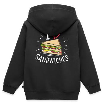 sandwich - Sweat Premium à capuche zippé enfant bio - noir - Dos - AI Model Kid Male (0cm)