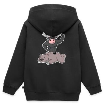Bulle und Bär Börse - Kinder Premium Organic Zip Hoodie - Schwarz - Hinten - AI Model Kid Male (0cm)