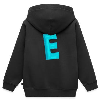 Anfangsbuchstabe E Buchstabe - Kinder Premium Organic Zip Hoodie - Schwarz - Hinten - AI Model Kid Male (0cm)
