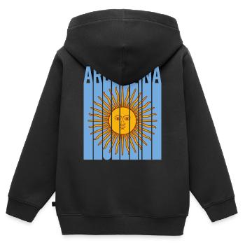drapeau de l’Argentine t-shirt design sol de mayo - Sweat Premium à capuche zippé enfant bio - noir - Dos - AI Model Kid Male (0cm)