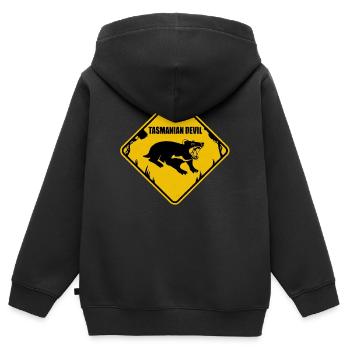 Straßenschild Tasmanian Devil - Kinder Premium Organic Zip Hoodie - Schwarz - Hinten - AI Model Kid Male (0cm)