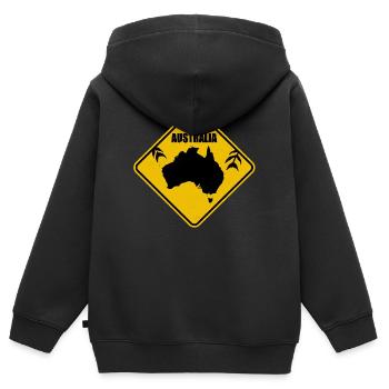 Karte des gelben Straßenschilds Australiens - Kinder Premium Organic Zip Hoodie - Schwarz - Hinten - AI Model Kid Male (0cm)