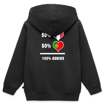 France et Portugal 100% génial / cadeau - Sweat Premium à capuche zippé enfant bio - noir - Dos - AI Model Kid Male (0cm)