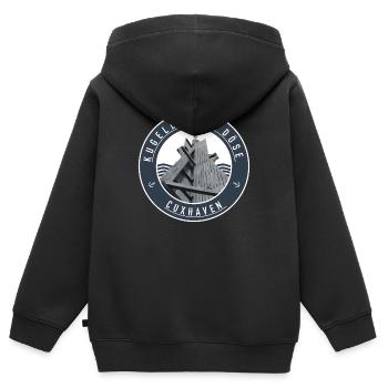 Kugelbake - Döse Cuxhaven - Kinder Premium Organic Zip Hoodie - Schwarz - Hinten - AI Model Kid Male (0cm)