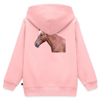 Cheval tête de cheval dressage cheval cheval race - Sweat Premium à capuche zippé enfant bio - rose - Dos - AI Model Kid Female (0cm)