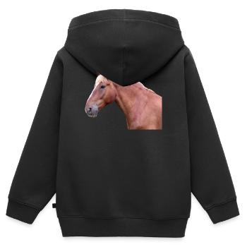 Pferdekopf Pferd Dressurpferd Pferderasse Reiter - Kinder Premium Organic Zip Hoodie - Schwarz - Hinten - AI Model Kid Male (0cm)