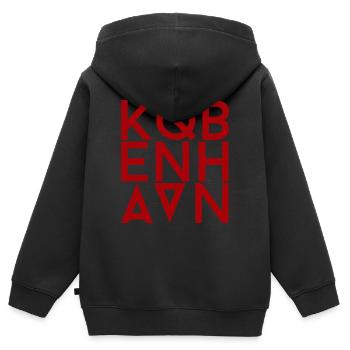 Kobenhavn / Kopenhagen - Kinder Premium Organic Zip Hoodie - Schwarz - Hinten - AI Model Kid Male (0cm)