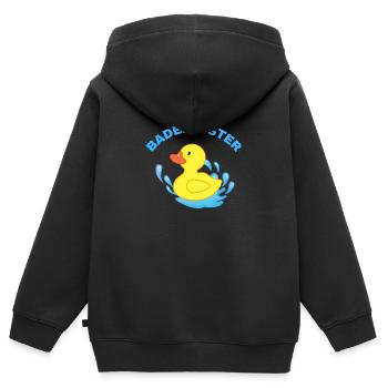 Bademeister - Kinder Premium Organic Zip Hoodie - Schwarz - Hinten - AI Model Kid Male (0cm)