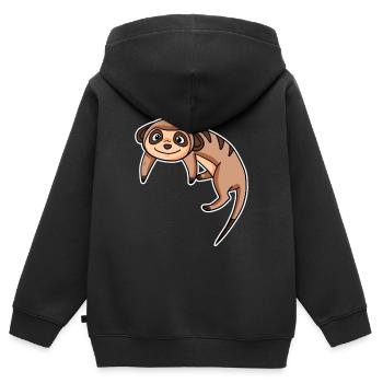 Erdmännchen - Kinder Premium Organic Zip Hoodie - Schwarz - Hinten - AI Model Kid Male (0cm)