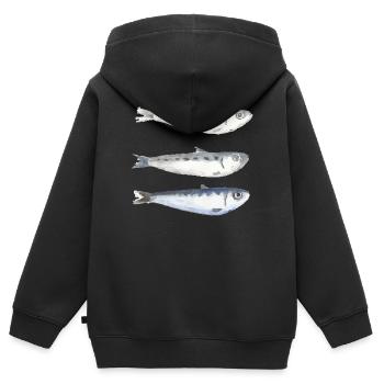 Sardine - Kinder Premium Organic Zip Hoodie - Schwarz - Hinten - AI Model Kid Male (0cm)