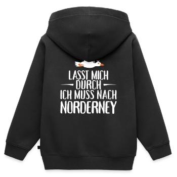 Lasst mich durch ich muss nach Norderney Möwe - Kinder Premium Organic Zip Hoodie - Schwarz - Hinten - AI Model Kid Male (0cm)
